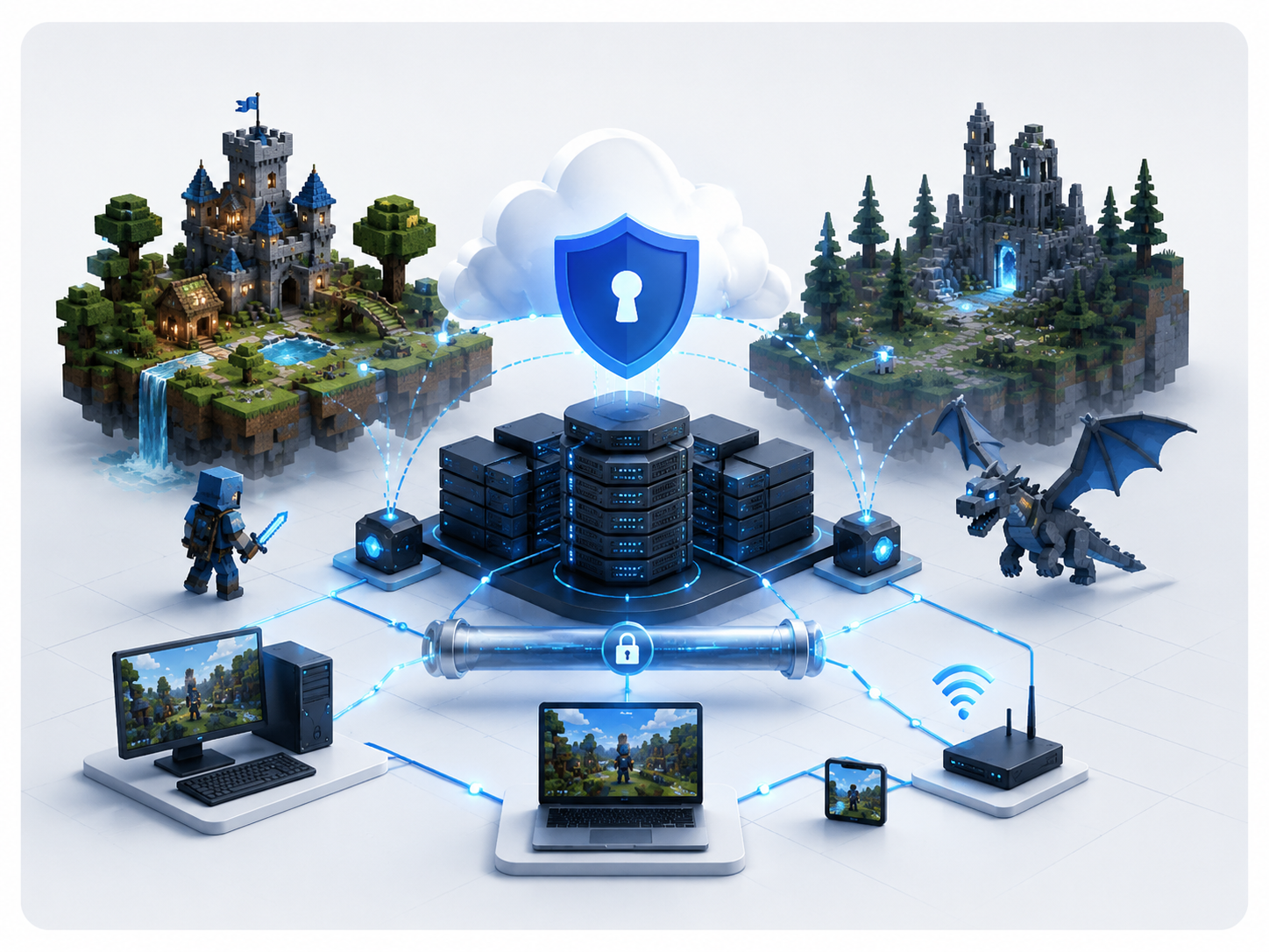 Thumbnail van game servers en netwerk infrastructuur